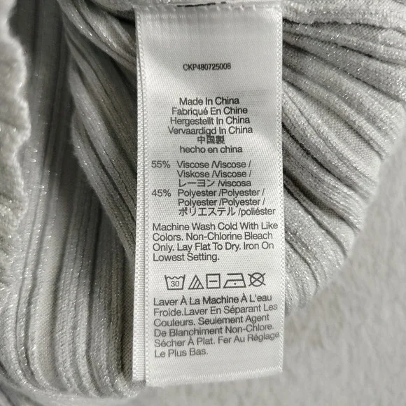 Madewell Tank Silver Womans Small Signature Shimmer Knit Cutaway Sweater Ribbed - Picture 7 of 13